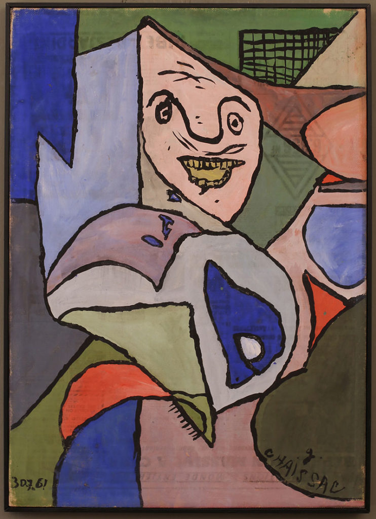 Visage rose, bouche ouverte sur formes imbriquées, 1961